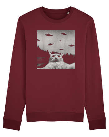 Alien UFO Funny Cat Burgundy
