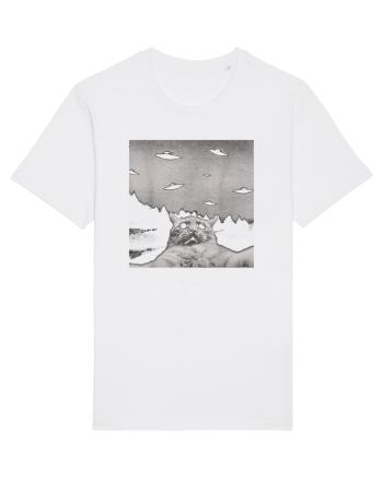 Alien UFO Funny Cat White