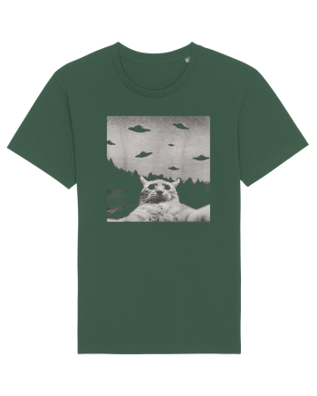 Alien UFO Funny Cat Bottle Green