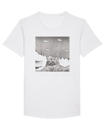 Alien UFO Funny Cat White