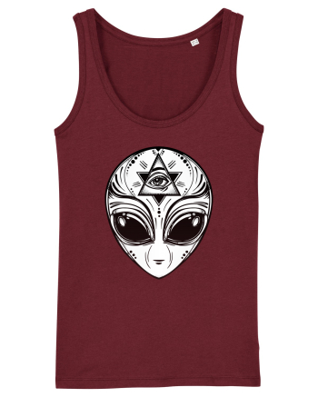 Alien with All Seeing Eye Illuminati Burgundy