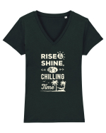 Rise And Shine It's Chilling Time Tricou mânecă scurtă guler V Damă Evoker