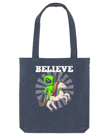 Believe Space Alien Riding Unicorn Funny Midnight Blue