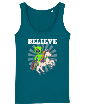 Believe Space Alien Riding Unicorn Funny Ocean Depth