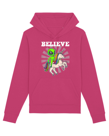 Believe Space Alien Riding Unicorn Funny Raspberry