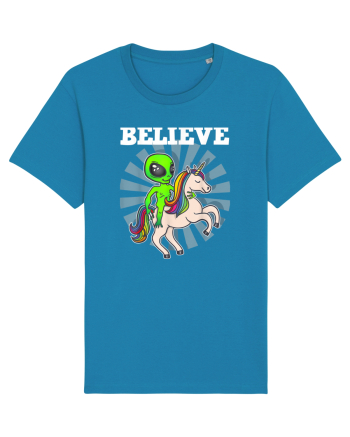 Believe Space Alien Riding Unicorn Funny Azur