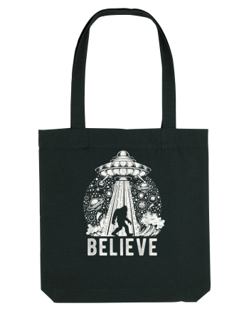 Believe Vintage Alien Spaceship Bigfoot Black