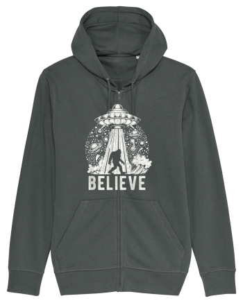 Believe Vintage Alien Spaceship Bigfoot Anthracite