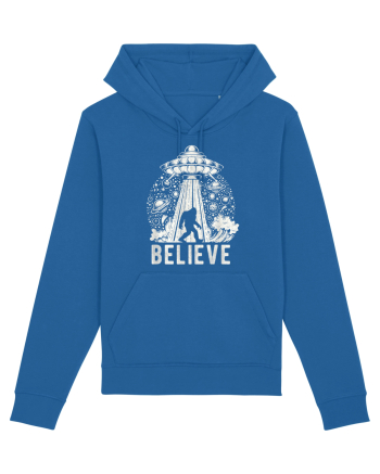 Believe Vintage Alien Spaceship Bigfoot Royal Blue