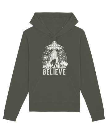 Believe Vintage Alien Spaceship Bigfoot Khaki