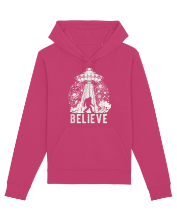 Believe Vintage Alien Spaceship Bigfoot Raspberry