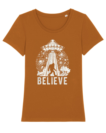 Believe Vintage Alien Spaceship Bigfoot Roasted Orange