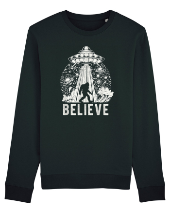 Believe Vintage Alien Spaceship Bigfoot Black