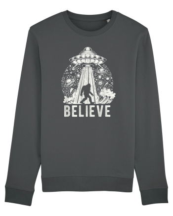 Believe Vintage Alien Spaceship Bigfoot Anthracite