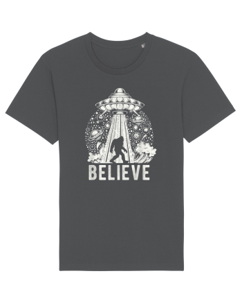 Believe Vintage Alien Spaceship Bigfoot Anthracite