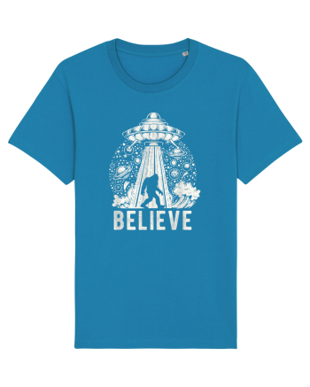 Believe Vintage Alien Spaceship Bigfoot Azur