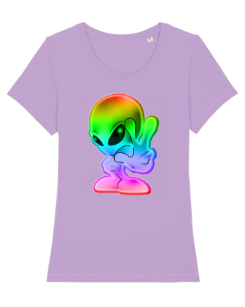 Colourful Alien Peace Sign UFO Alien Lavender Dawn