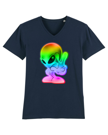 Colourful Alien Peace Sign UFO Alien French Navy