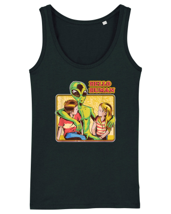 Cool Retro Alien Hello Humans Black