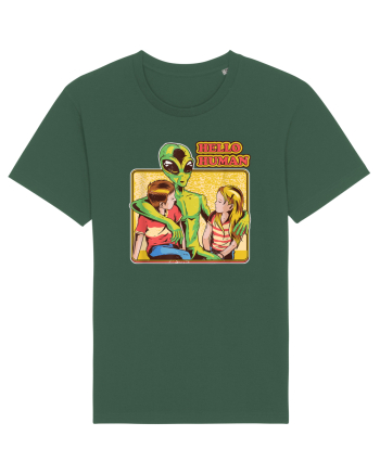 Cool Retro Alien Hello Humans Bottle Green