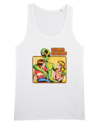 Cool Retro Alien Hello Humans White