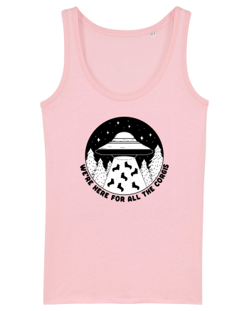Corgi Lover UFO Alien Abduction Cotton Pink