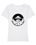Corgi Lover UFO Alien Abduction Tricou mânecă scurtă guler larg fitted Damă Expresser