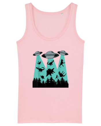 Dinosaur Alien Abduction Cotton Pink