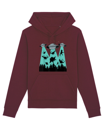 Dinosaur Alien Abduction Burgundy