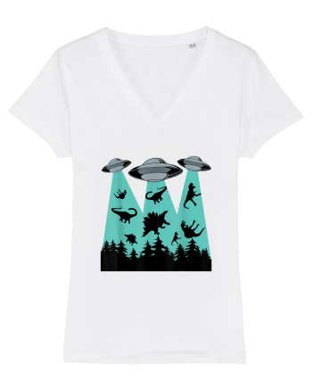 Dinosaur Alien Abduction White