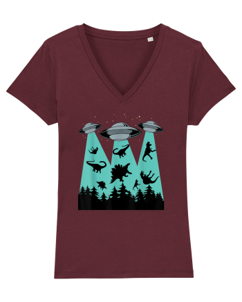 Dinosaur Alien Abduction Burgundy