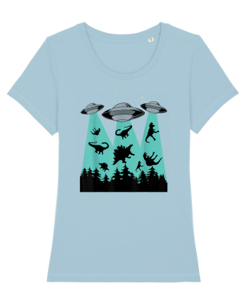 Dinosaur Alien Abduction Sky Blue