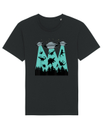 Dinosaur Alien Abduction Tricou mânecă scurtă Unisex Rocker