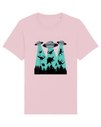Dinosaur Alien Abduction Cotton Pink