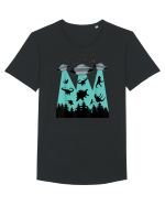 Dinosaur Alien Abduction Tricou mânecă scurtă guler larg Bărbat Skater