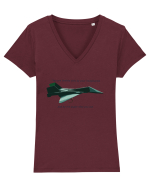 Origami Plane Tricou mânecă scurtă guler V Damă Evoker