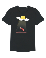Funny Alien Breakfast Tricou mânecă scurtă guler larg Bărbat Skater