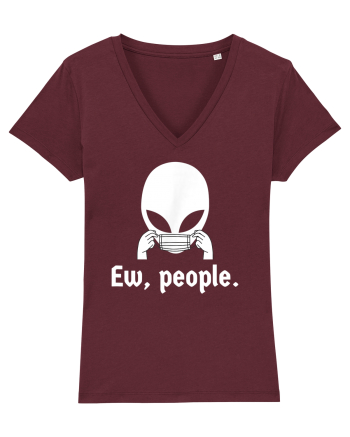 Ew People Introvert Alien Face Mask Burgundy