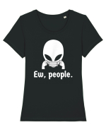 Ew People Introvert Alien Face Mask Tricou mânecă scurtă guler larg fitted Damă Expresser