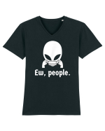 Ew People Introvert Alien Face Mask Tricou mânecă scurtă guler V Bărbat Presenter