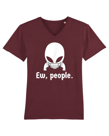 Ew People Introvert Alien Face Mask Burgundy