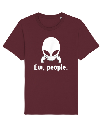 Ew People Introvert Alien Face Mask Burgundy