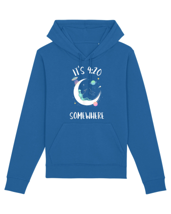 Funny Weed Joint Smoking Moon Royal Blue