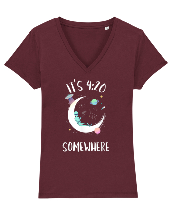 Funny Weed Joint Smoking Moon Burgundy