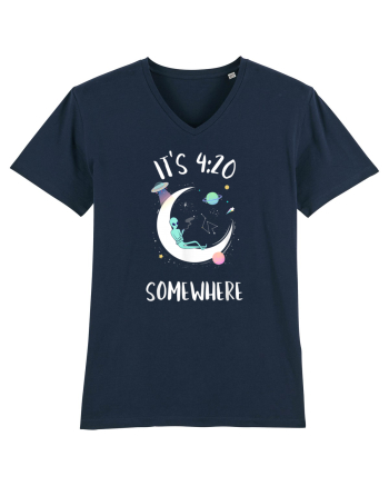 Funny Weed Joint Smoking Moon French Navy