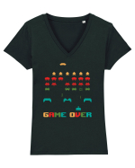 Game Over Retro Arcade Gaming Tricou mânecă scurtă guler V Damă Evoker