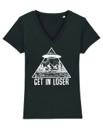 Get In Loser Alien Abduction Conspiracy Tricou mânecă scurtă guler V Damă Evoker