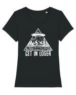 Get In Loser Alien Abduction Conspiracy Tricou mânecă scurtă guler larg fitted Damă Expresser
