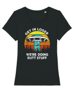 Get In Loser We're Doing Butt Stuff Tricou mânecă scurtă guler larg fitted Damă Expresser