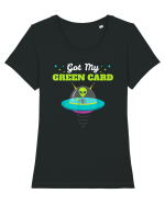 Got my Green Card Immigration Alien Tricou mânecă scurtă guler larg fitted Damă Expresser